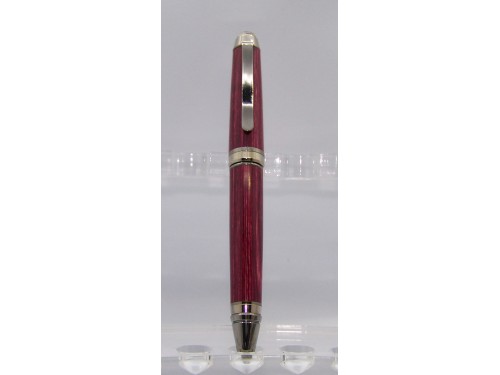 Cigar stylo frêne teint rouge fini chrome titane